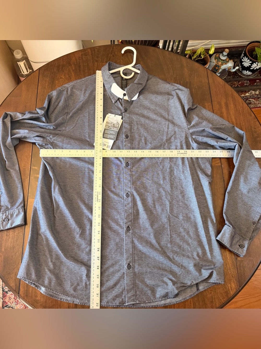 lululemon athletica Men's Heathered Navy Button-Down Shirt